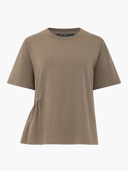 French Connection Rallie Asymmetric Peplum T-Shirt in Khaki
