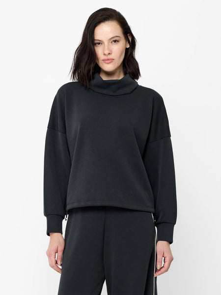 French Connection Wren Funnel Neck Toggle Hem Sweatshirt in Grey