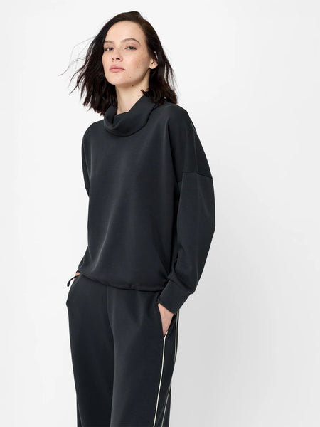 French Connection Wren Funnel Neck Toggle Hem Sweatshirt in Grey
