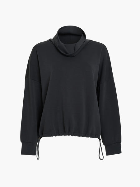 French Connection Wren Funnel Neck Toggle Hem Sweatshirt in Grey