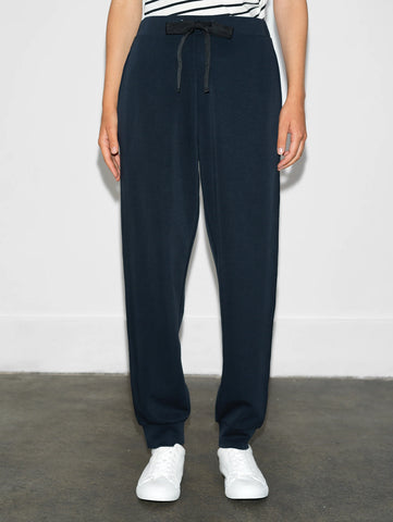 French Connection Wren Side Trim Tie Waist Trousers in Navy