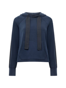 French Connection Wren Sleeve Trim Detail Hoodie in Navy