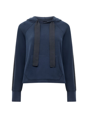 French Connection Wren Sleeve Trim Detail Hoodie in Navy