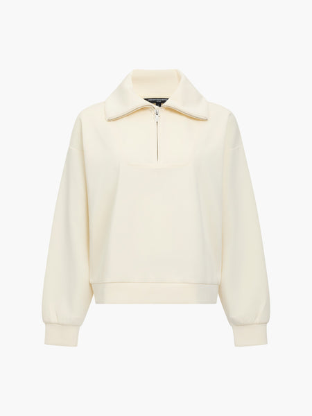 French Connection Wren Half Zip Sweatshirt in Cream