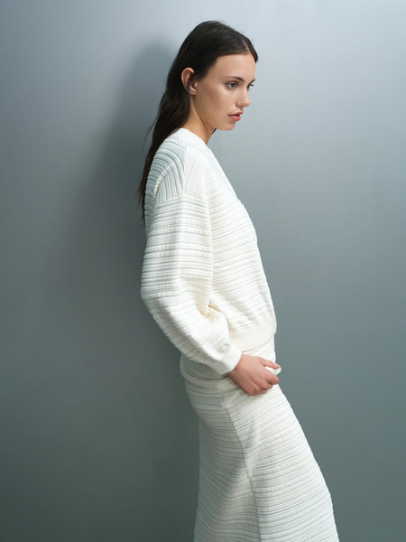 French Connection Mayim Ribbed Knit Zip Cream Cardigan in Cream