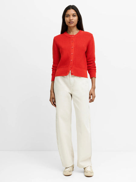 French Connection Lily Mozart Purl Knit Cardigan in Red