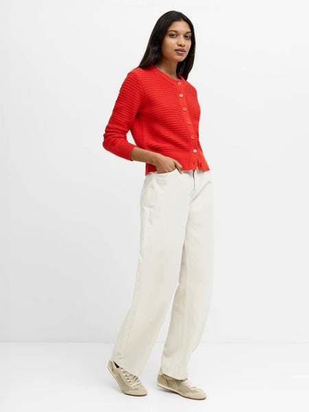 French Connection Lily Mozart Purl Knit Cardigan in Red