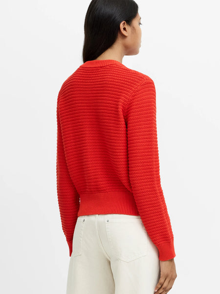 French Connection Lily Mozart Purl Knit Cardigan in Red