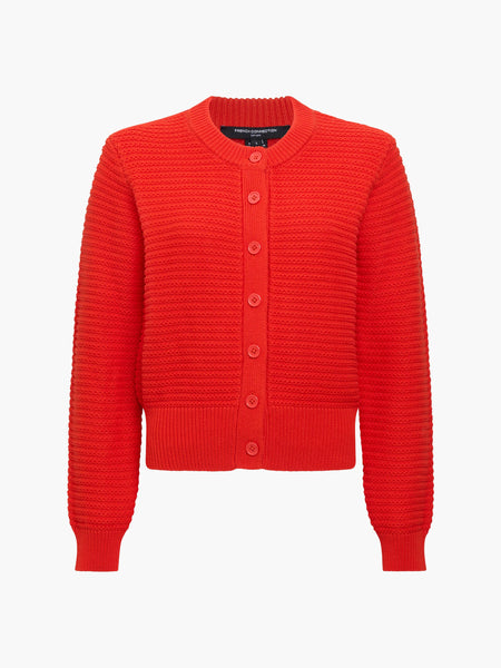 French Connection Lily Mozart Purl Knit Cardigan in Red