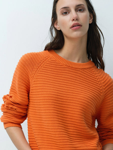 French Connection Lily Mozart Purl Knit Jumper in Orange