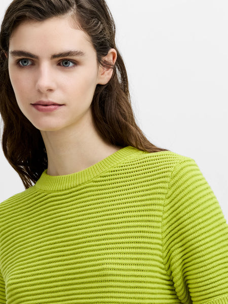French Connection Mozart Ribbed Knit Short Sleeve Jumper in Green