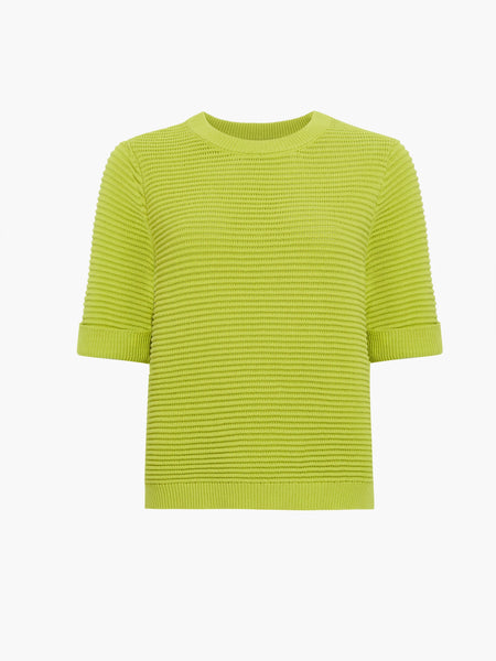 French Connection Mozart Ribbed Knit Short Sleeve Jumper in Green