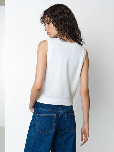French Connection Junie Floral Applique Knit Vest in Cream