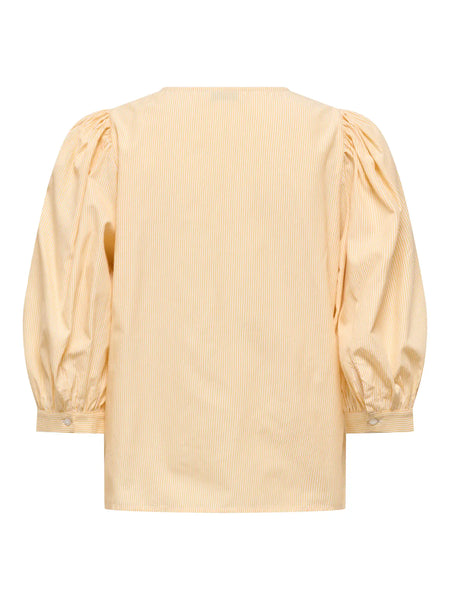 JDY Striped 3/4 Sleeve Shirt in Yellow