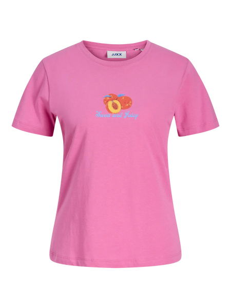 JJXX Peach Print T-Shirt in Pink