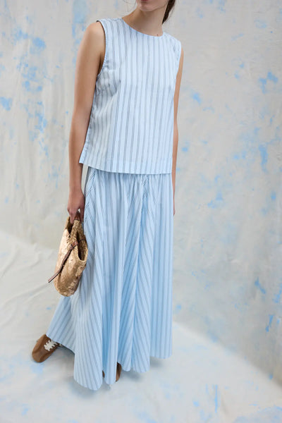 VILA Striped Ankle Skirt in Blue