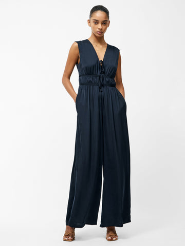 French Connection Damasco Air Flow Poly Jumpsuit in Navy