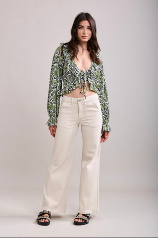 Toxik Flared Jeans in Beige