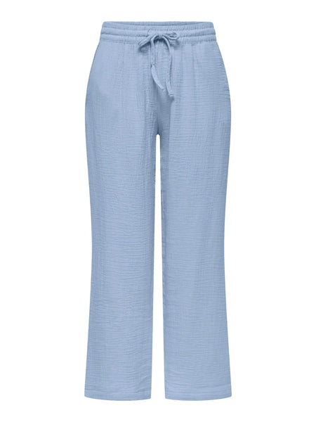 JDY Wide Leg Cotton Trousers in Blue
