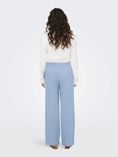 JDY Wide Leg Cotton Trousers in Blue