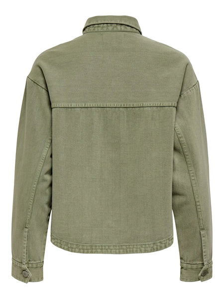 JDY Denim Shacket in Khaki Green