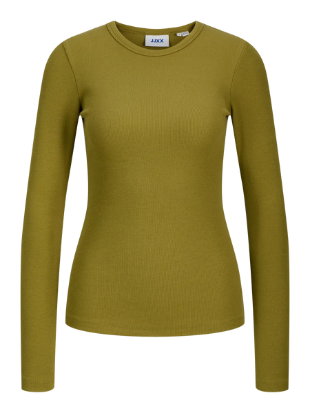 JJXX Long Sleeve Ribbed Top in Green