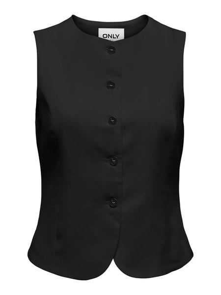ONLY Linen Blend Waistcoat in Black