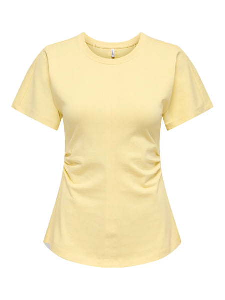 ONLY Ruched Detail T-Shirt in Yellow