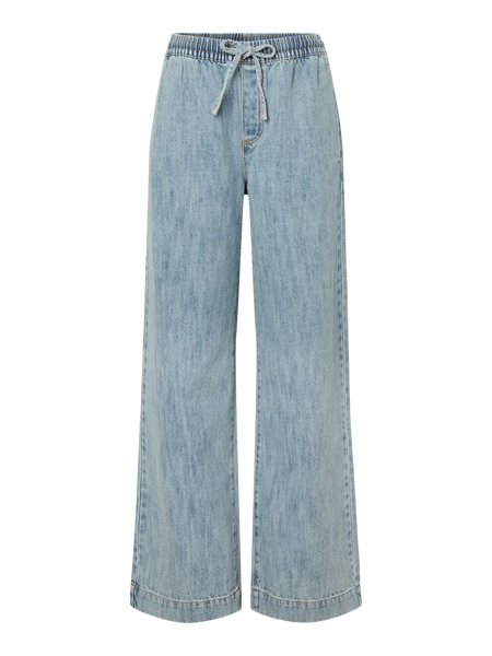 PIECES Wide Leg Denim Trousers in Light Blue