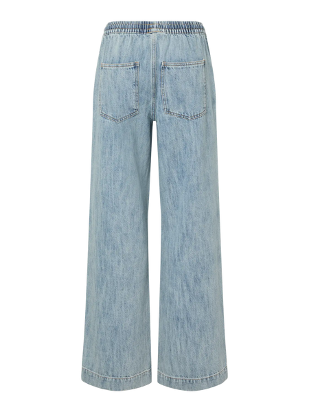 PIECES Wide Leg Denim Trousers in Light Blue