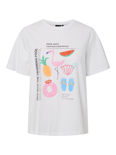 PIECES "Pool Days" T-Shirt in White
