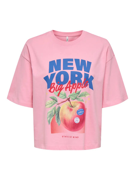 ONLY "New York" Printed T-Shirt in Pink