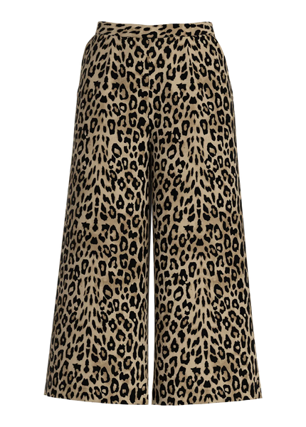 VILA Leopard Print Linen Blend Culottes in Tan