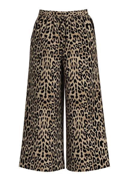 VILA Leopard Print Linen Blend Culottes in Tan