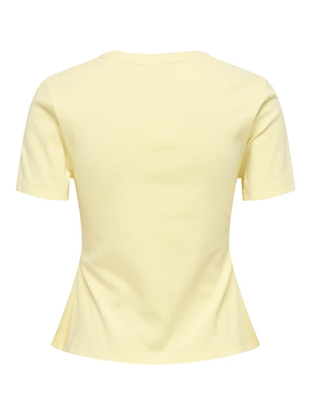 JDY Ruched Detail Short Sleeve Top in Yellow