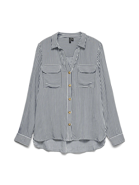 VERO MODA Striped V-Neck Shirt in Navy