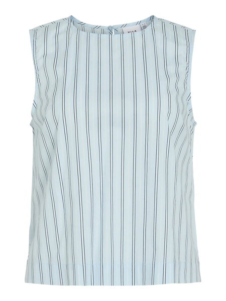 VILA Striped Sleeveless Short Top in Blue