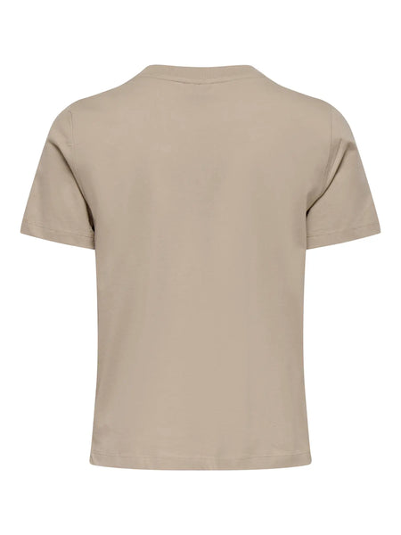 JDY Crochet Pocket Detail T-Shirt in Beige
