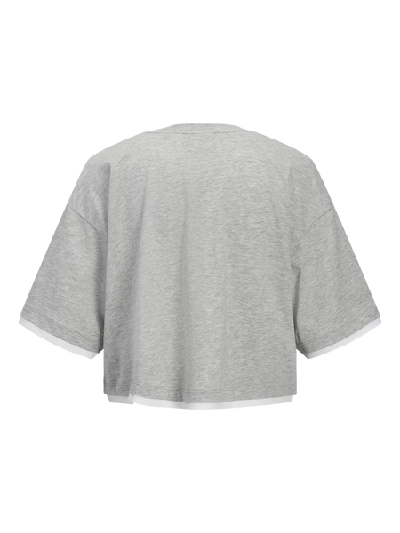 JJXX Cropped Contrast Edge T-Shirt in Grey