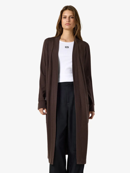NOISY MAY Long Cardigan in Chocolate