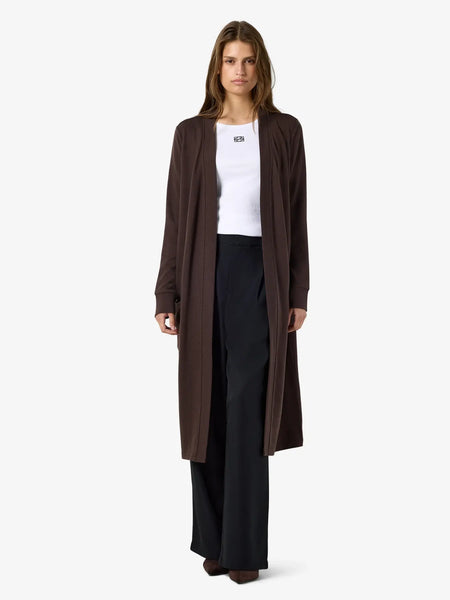 NOISY MAY Long Cardigan in Chocolate