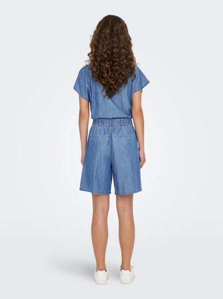 ONLY Long Denim Shorts in Medium Blue