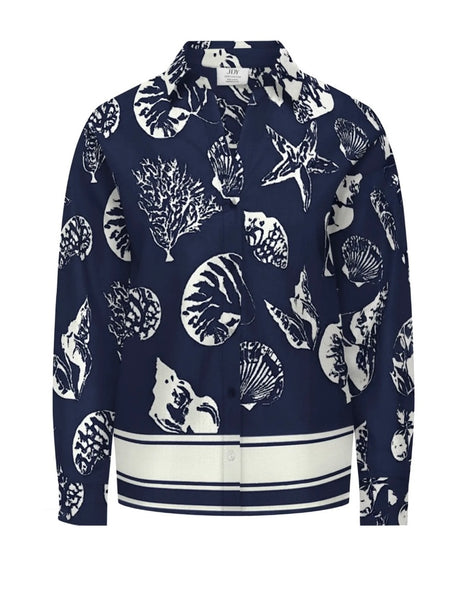JDY Shell Print Shirt in Dark Blue