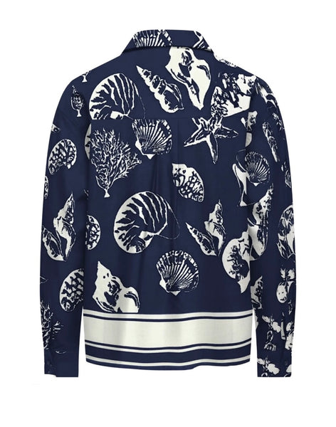 JDY Shell Print Shirt in Dark Blue