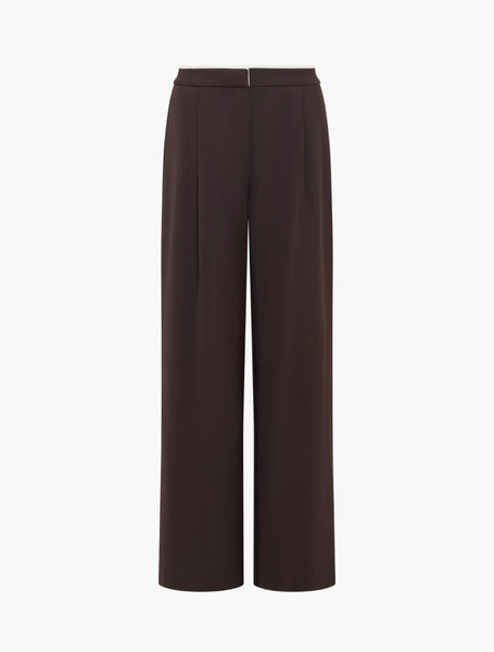 French Connection Vinnie Suiting Side Piping Wide Leg Trousers in Brown