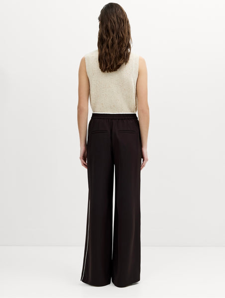 French Connection Vinnie Suiting Side Piping Wide Leg Trousers in Brown
