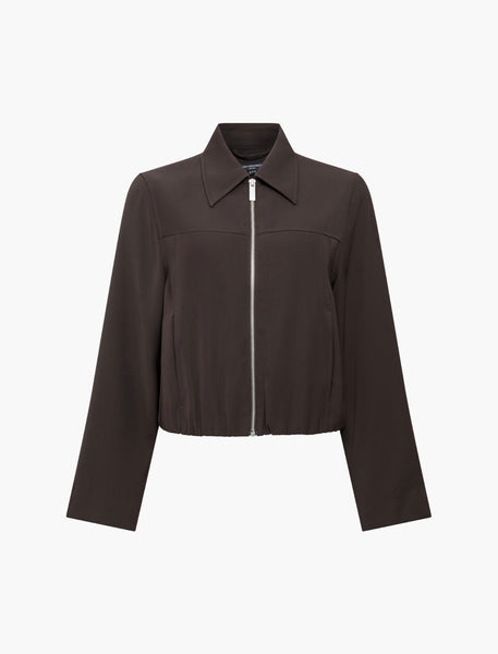 French Connection Vinnie Suiting Blousson Jacket in Brown