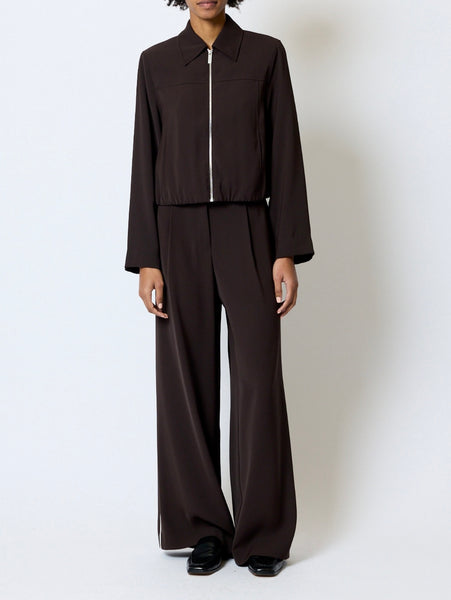 French Connection Vinnie Suiting Blousson Jacket in Brown