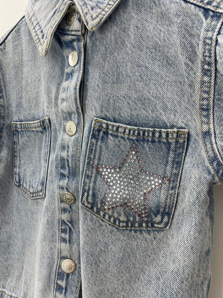 Kids Only Denim Star Shacket in Light Blue