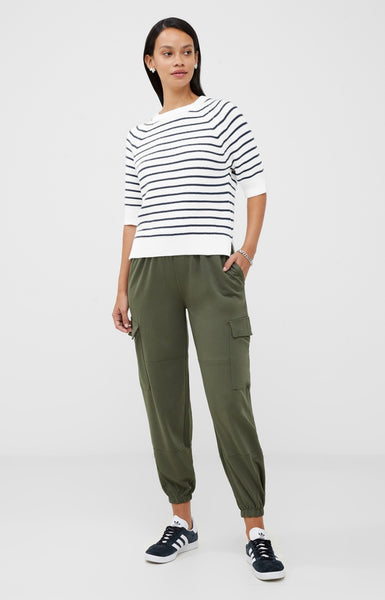 French Connection Lily Mozart Stripe Short Sleeve Jumper in Navy